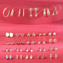 Zaveri Pearls Set of 25 Multicolor Classy Contemporary Studs Drops & Semi Hoops Earring-ZPFK16818 image 1