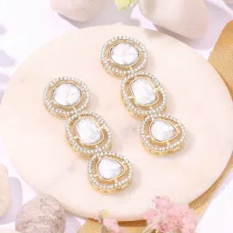 Zaveri Pearls Gold Tone Artificial Stones & Austrian Diamonds Dangler Earring-ZPFK16885 image 1