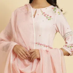 W Pink Woven Pattern Dupatta image 4