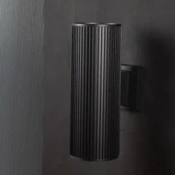 Whispering Homes Black Metal Ribbed Cylindrical Outdoor Wall Light - Large-image-27