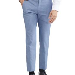 Raymond Blue Slim Fit Checks Trousers-picture-20
