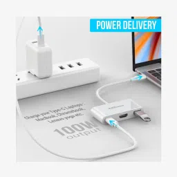 Portronics C Konnect POR 1041, 3 in 1 USB Type C Adapter (White) image 2