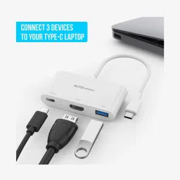 Portronics C Konnect POR 1041, 3 in 1 USB Type C Adapter (White) image 3
