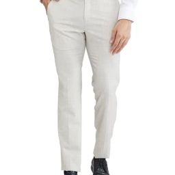 Raymond Beige Slim Fit Checks Trousers-picture-14