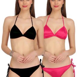 AROUSY Black & Pink Cotton Bra Panty Set - Pack Of 2-image-59