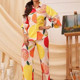 QUIERO Printed Shirt Collar Neck Shirt With Trousers Co-Ords-image-22