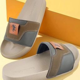 Red Tape Men's Olive & Grey Slides image 1