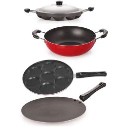 Nirlon Non-Stick Red Aluminium eMultipurpose Cookware Gift Set of 4 pieces-37