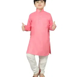SG Yuvraj Kids Peach & White Solid Kurta with Pyjamas-image-101