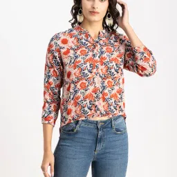 Moomaya Red Floral Print Top-picture-39