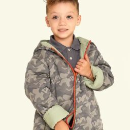 Cherry Crumble By Nitt Hyman Kids Grey Camouflage Reversible Jacket-image-24