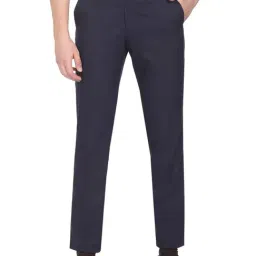 Arrow Navy Blue Regular Fit Trousers-picture-4
