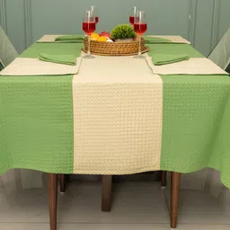 URBAN SPACE 9Pcs Green & Cream Textured Cotton Linen Sets-picture-51