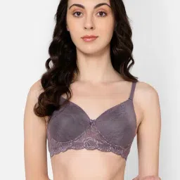 Clovia Purple Lace Full Coverage T-Shirt Bra-image-21