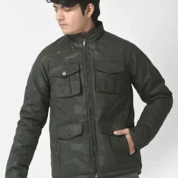 Crimsoune Club Kids Olive Green Camouflage Full Sleeves Jacket-image-13