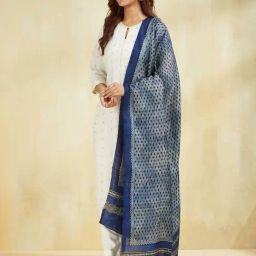 Fabindia Blue Printed Dupatta-picture-31