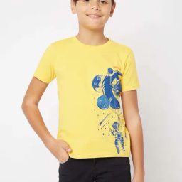 Gas Kids Vibrant Yellow & Blue Cotton Printed T-Shirt-image-15
