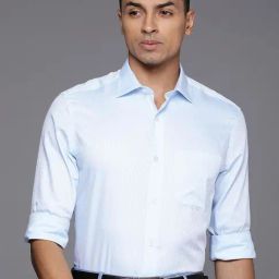 Louis Philippe Gods & Kings Blue Cotton Regular Fit Printed Shirt-image-35
