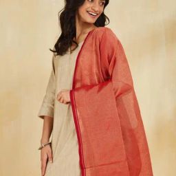 Fabindia Red Regular Fit Woven Dupatta image 4