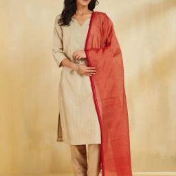 Fabindia Red Regular Fit Woven Dupatta-picture-26