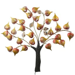 eCraftIndia Colorful Leaves Tree Handcrafted Iron Wall Hanging with background LED's image 3