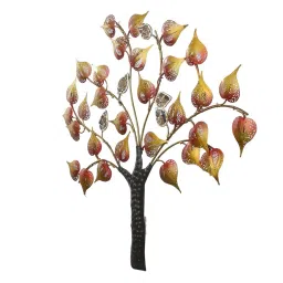 eCraftIndia Colorful Leaves Tree Handcrafted Iron Wall Hanging with background LED's image 5