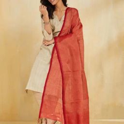 Fabindia Red Regular Fit Woven Dupatta image 2
