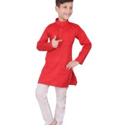 Pro-Ethic Style Developer Kids Red & White Printed Full Sleeves Kurta with Pyjamas-36