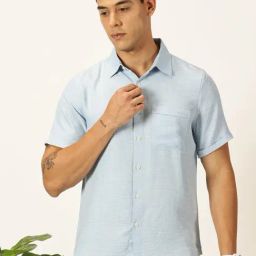 Thomas Scott Sky Blue Slim Fit Texture Shirt-image-4