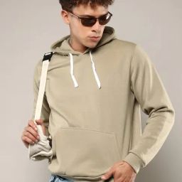 Campus Sutra Olive Green Cotton Regular Fit Hooded Sweatshirt-image-100