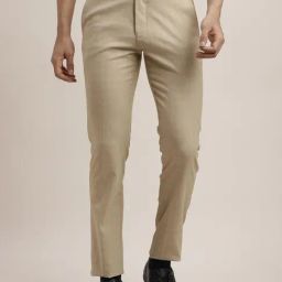 Turtle Beige Slim Fit Chequered Trousers-picture-19