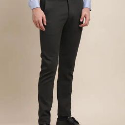 Turtle Black Slim Fit Dobby Trousers-image-85