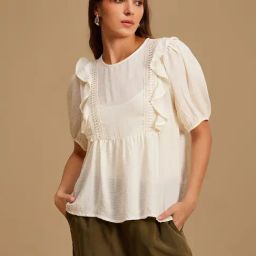 Kazo White Slim Fit Top-image-41