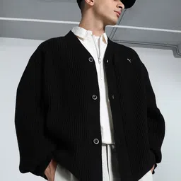 Puma Mmq Men Solid Regular Cardigan Sweaters-picture-54