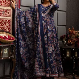 GULMOHAR JAIPUR Women Ethnic Motifs Printed Regular Pure Cotton Kurta with Palazzos & With Dupatta image 3