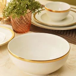 Pure Home and Living White Gold Rim Ceramic Serving Bowl (250 ml)-45