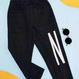 Pantaloons Junior Black Cotton Printed Jeans-picture-21