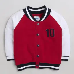 Bumzee Kids Red & White Color Block Full Sleeves Jacket-image-22