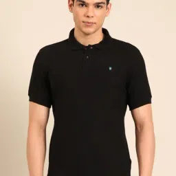 Linen Club Black Slim Fit Polo T-Shirt-picture-31