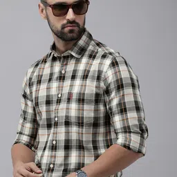 U.S. Polo Assn. Denim Co. Pure Cotton Slim Fit Checked Casual Shirt-image-94