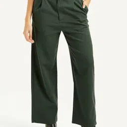 Levi's Olive Green Cotton Loose Fit Trousers-picture-3