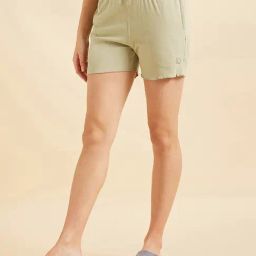 Sweet Dreams Pista Green Cotton Shorts-image-54
