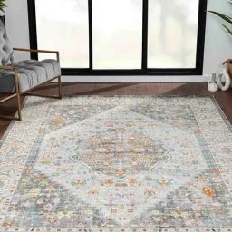 Obsessions Grey & Beige Polypropylene Anti-Static Classical Carpet - Large-45