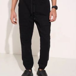 People By Pantaloons Black Straight Fit Joggers-image-38