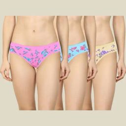 AROUSY Pink & Blue Printed Bikini Panties - Pack Of 3-image-52