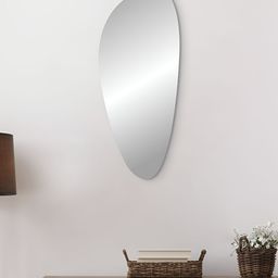Home Centre Reflection Edge Transparent Oval Shape Glass Frameless Wall Mirror-36