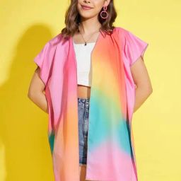 StyleStone Multicolor Rainbow Print Open Shrug-picture-29