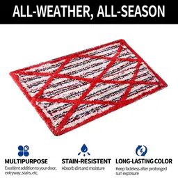 Kuber Industries Red Katli Mingle Rectangular Stain Resistant Dust Trapper Doormat image 2