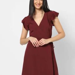 VASTRADO Maroon A-Line Dress-image-43