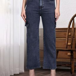 DressBerry Women Comfort Wide Leg High-Rise Light Fade Acid Wash Stretchable Jeans-image-75